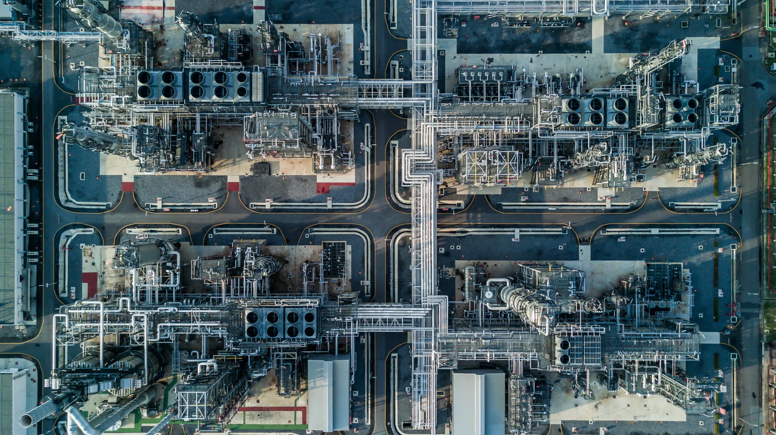 Aerial view oil refinery