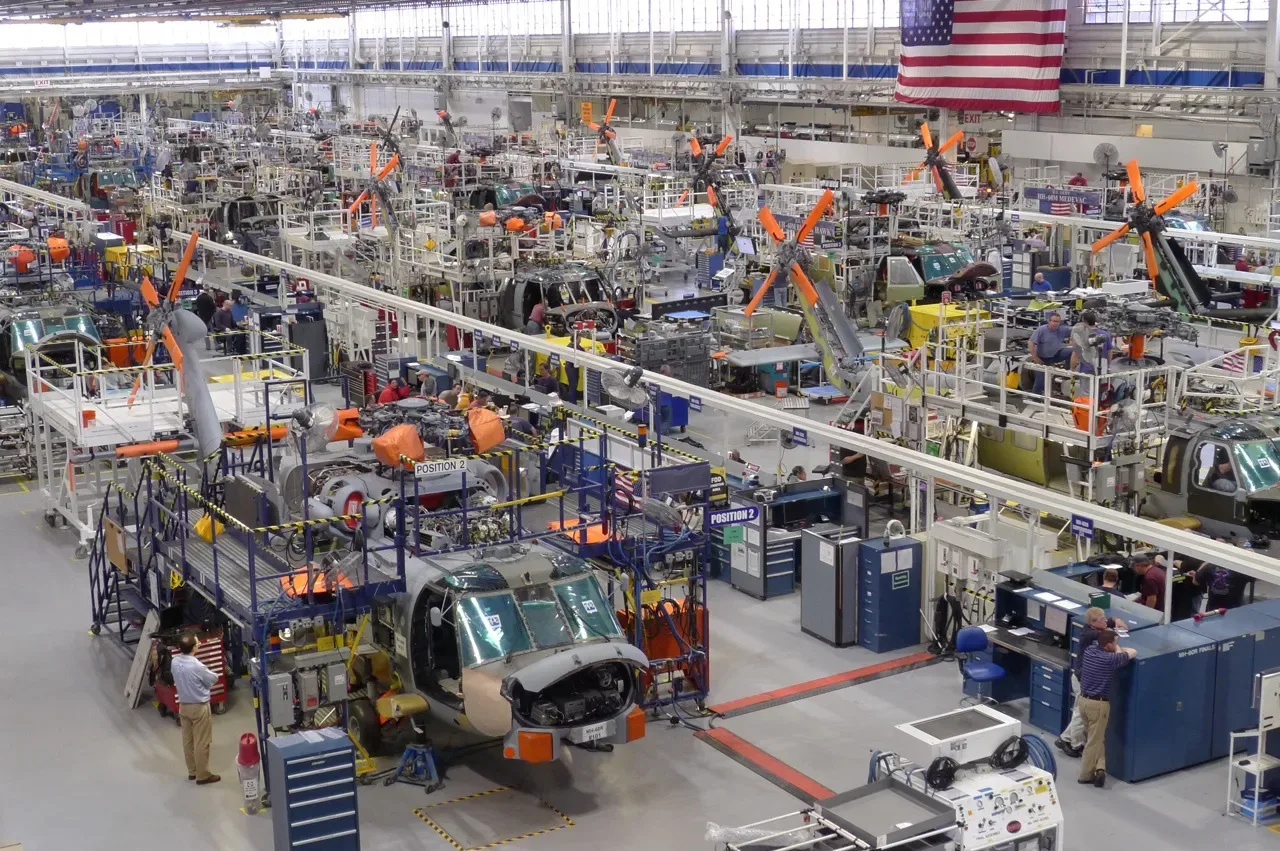 Manufacturing floor of a aircraft facility